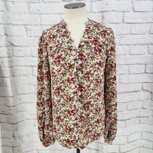 Tamara H Rose Floral Top Cottagecore Romantic Boho Balloon Sleeve Office Small